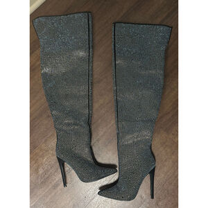 Shoes | Black Bling Thigh Highs
